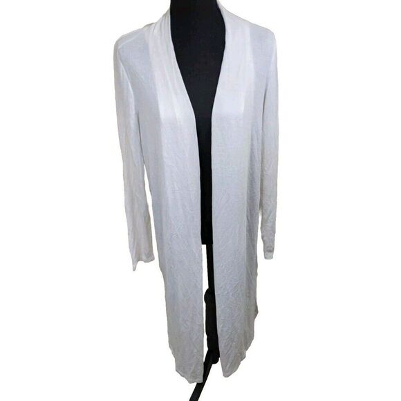 H By Halston Open Front Knit Long Cardigan Sweater Side Slits Size Medium - Picture 1 of 9